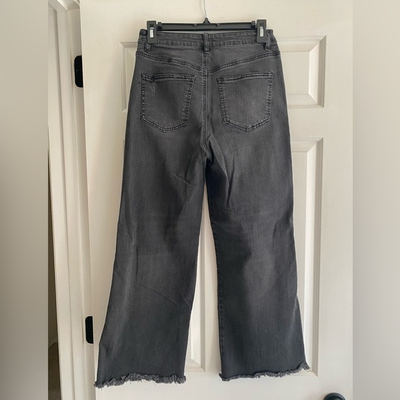 Forever 21 Wide Straight-leg Distressed Black Jeans Size 28 - Picture 5 of 7